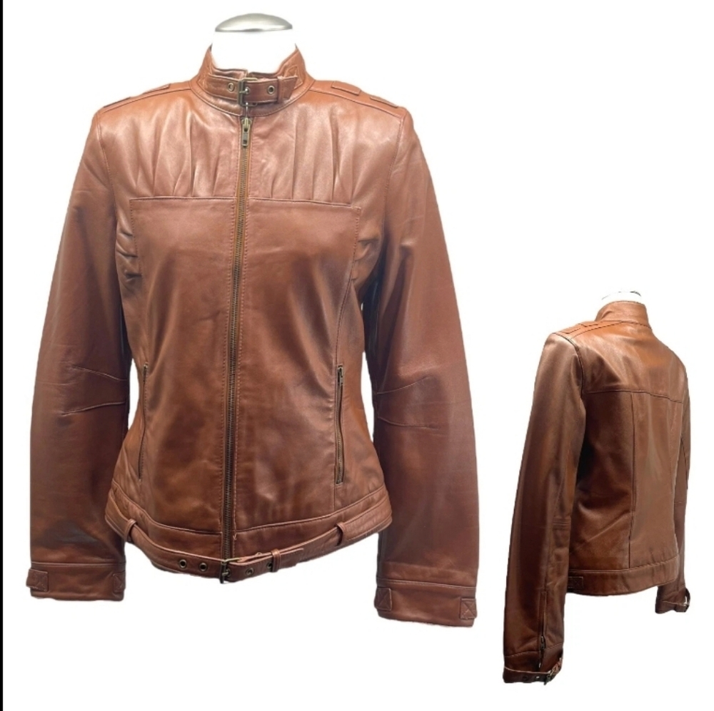 2000's Metro 7 Ladies Vintage Leather Moto Biker Jacket
